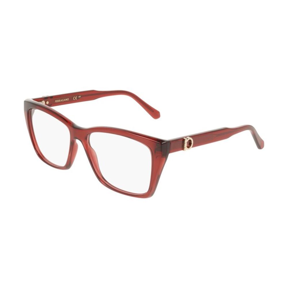 Salvatore Ferragamo Eyeglasses Square Full Rim, Transparent Red Frame and Clear